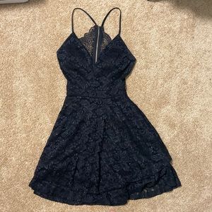 Black Sparkly Lace Homecoming Dress